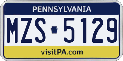 PA license plate MZS5129
