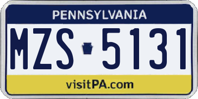 PA license plate MZS5131