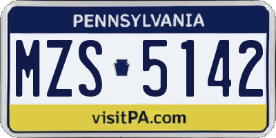 PA license plate MZS5142