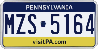 PA license plate MZS5164