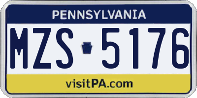 PA license plate MZS5176
