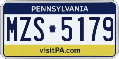 PA license plate MZS5179