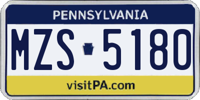 PA license plate MZS5180