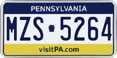 PA license plate MZS5264