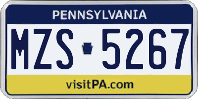 PA license plate MZS5267