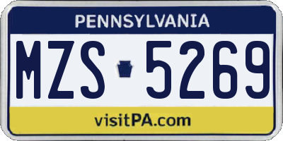 PA license plate MZS5269