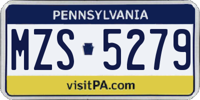 PA license plate MZS5279