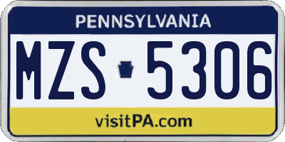 PA license plate MZS5306