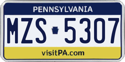 PA license plate MZS5307