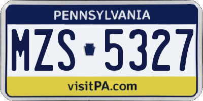 PA license plate MZS5327