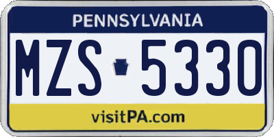 PA license plate MZS5330