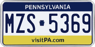 PA license plate MZS5369