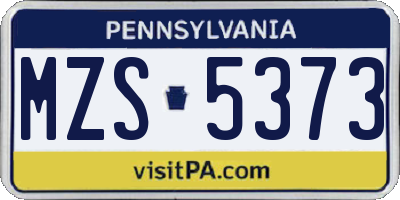 PA license plate MZS5373