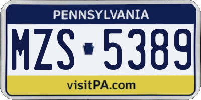 PA license plate MZS5389