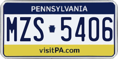 PA license plate MZS5406