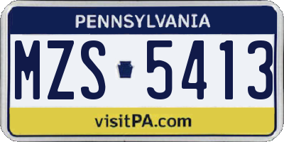 PA license plate MZS5413