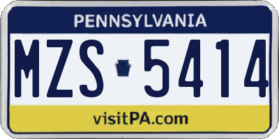 PA license plate MZS5414
