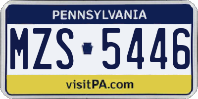PA license plate MZS5446