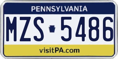 PA license plate MZS5486