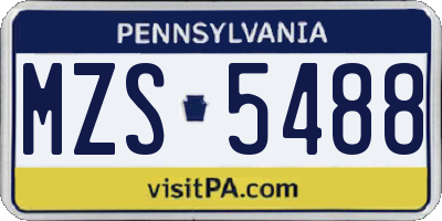 PA license plate MZS5488