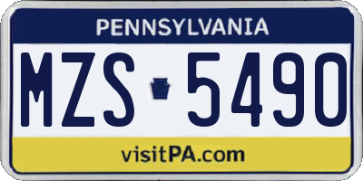 PA license plate MZS5490
