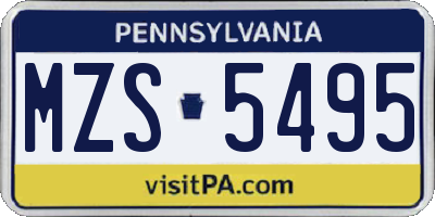 PA license plate MZS5495