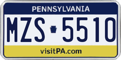 PA license plate MZS5510