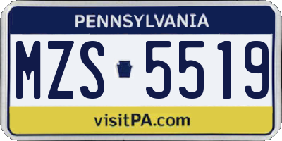 PA license plate MZS5519