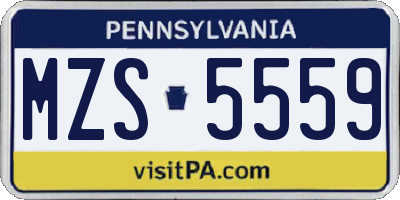 PA license plate MZS5559