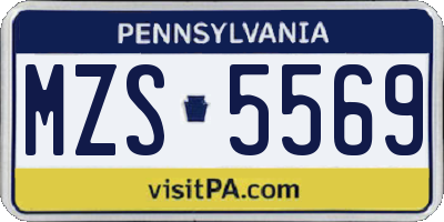 PA license plate MZS5569