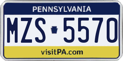 PA license plate MZS5570