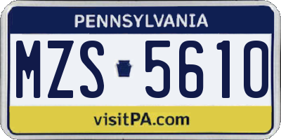 PA license plate MZS5610