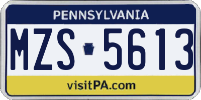 PA license plate MZS5613