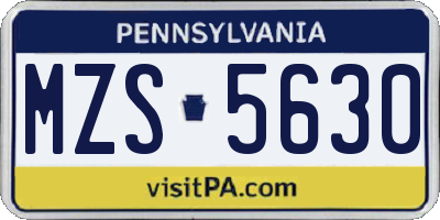 PA license plate MZS5630