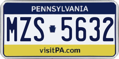 PA license plate MZS5632