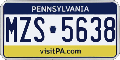 PA license plate MZS5638