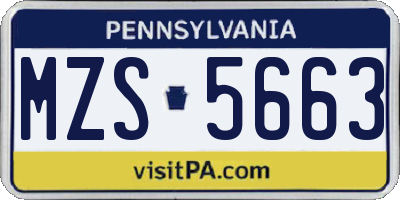 PA license plate MZS5663