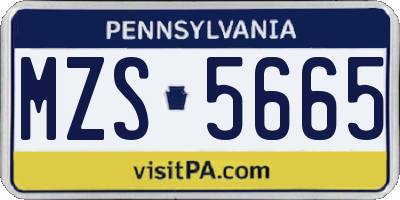 PA license plate MZS5665