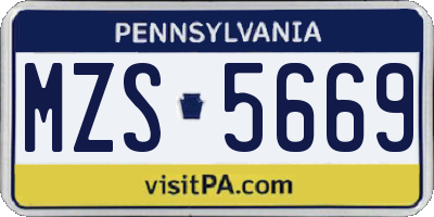 PA license plate MZS5669