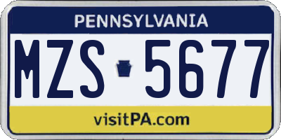 PA license plate MZS5677