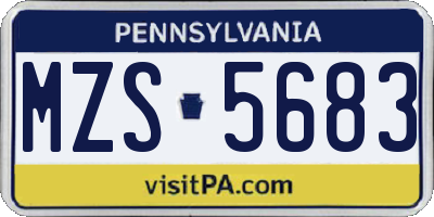 PA license plate MZS5683