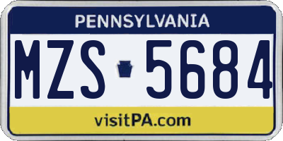 PA license plate MZS5684