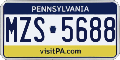 PA license plate MZS5688