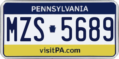 PA license plate MZS5689