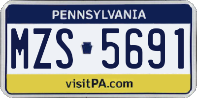 PA license plate MZS5691