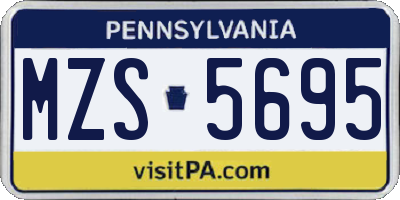 PA license plate MZS5695