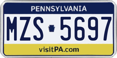 PA license plate MZS5697
