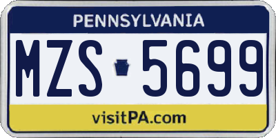 PA license plate MZS5699
