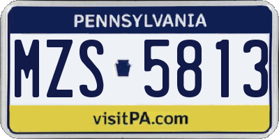PA license plate MZS5813