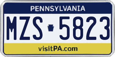 PA license plate MZS5823